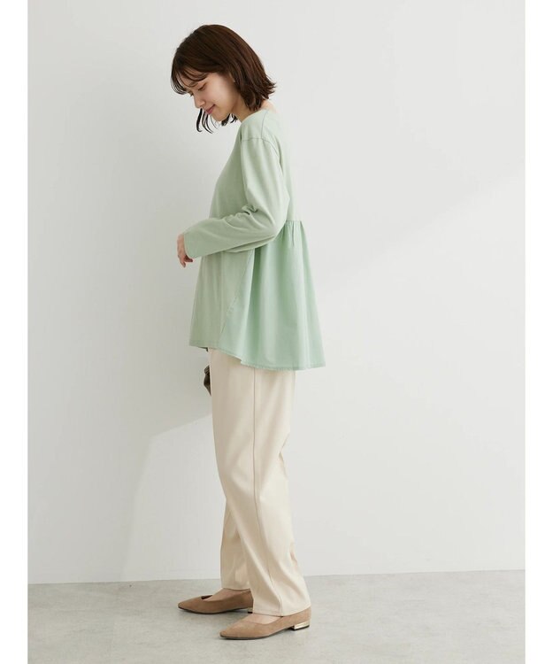 Green Parks バックギャザー布帛切替プルオーバー Green