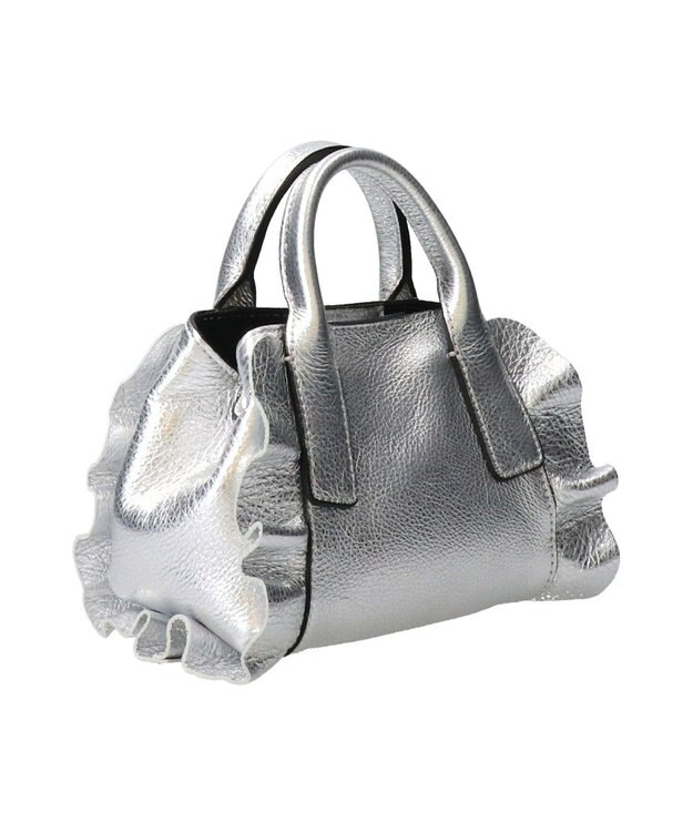 INTER-CHAUSSURES 【RIPANI】メタリックレザーフリルデザインミニバッグ シルバー