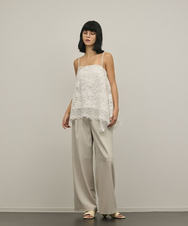 GRACE CONTINENTAL フラワーレースキャミソール ホワイト