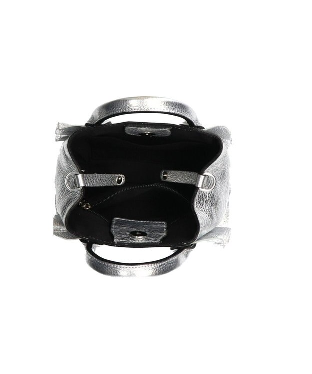 INTER-CHAUSSURES 【RIPANI】メタリックレザーフリルデザインミニバッグ シルバー