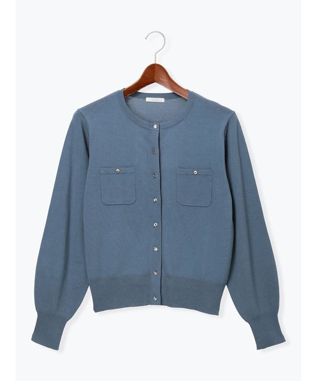 Te chichi ポケットデザインクルーネックカーディガン ブルー