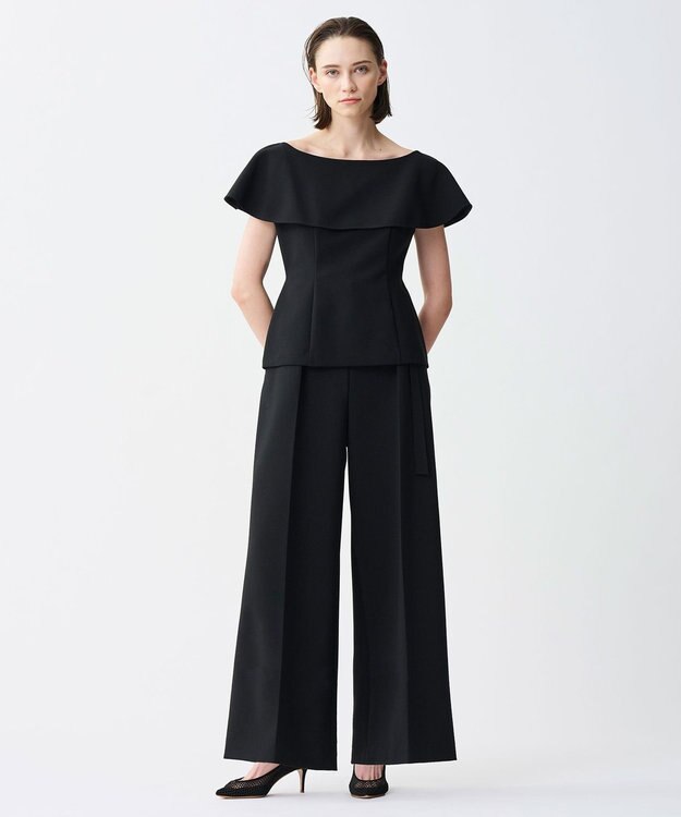 uncrave プルーフダブルクロス ラッフルブラウス ブラック