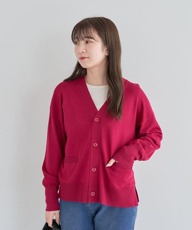 Green Parks 洗える　Ｖネックカーディガン Rose