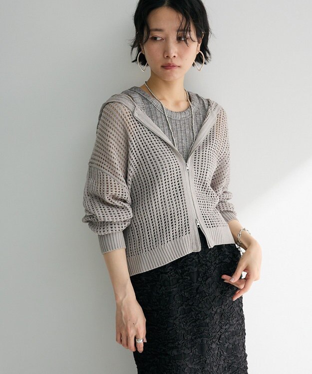 Green Parks メッシュニットパーカー Gray