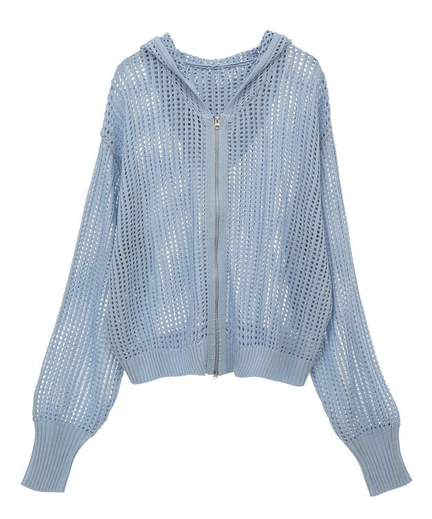 Green Parks メッシュニットパーカー Sax