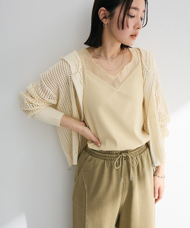 Green Parks メッシュニットパーカー Off White