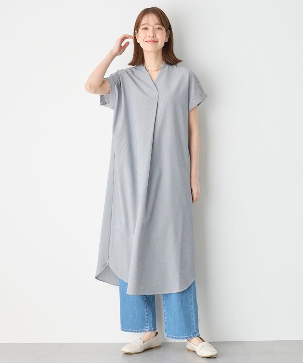 ANY 【洗濯機可】サッカーストライプワンピース ネイビーストライプ