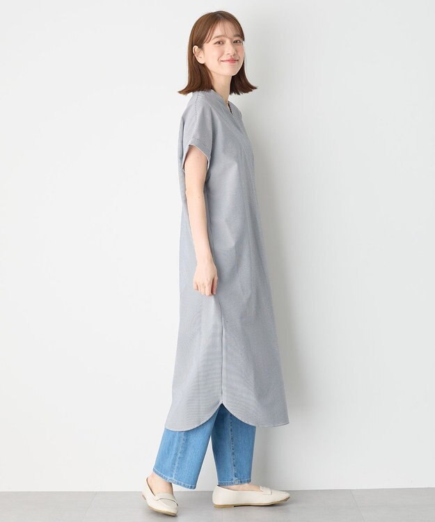 ANY 【洗濯機可】サッカーストライプワンピース ネイビーストライプ