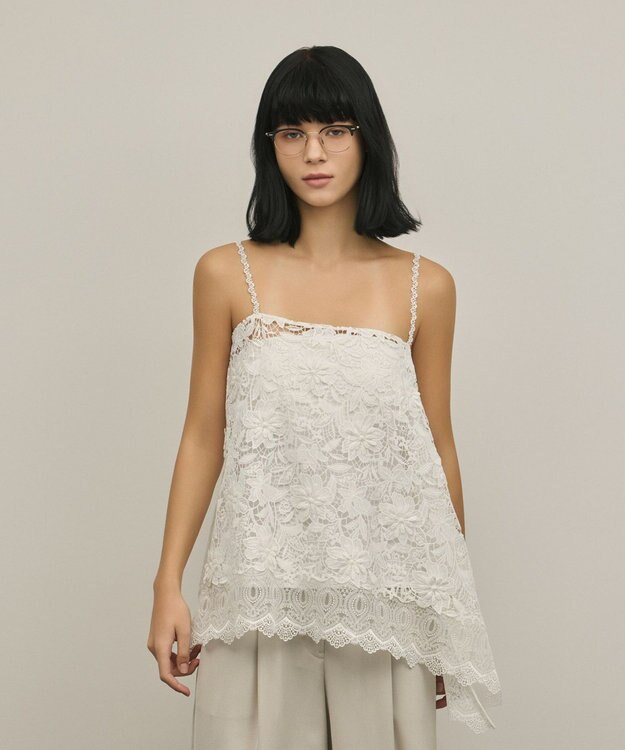 GRACE CONTINENTAL フラワーレースキャミソール ホワイト