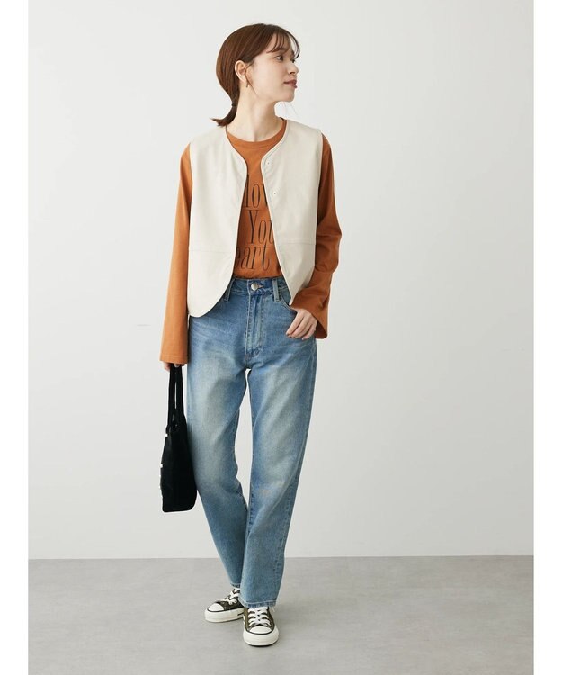 Green Parks フェイクレザーベスト Ecru