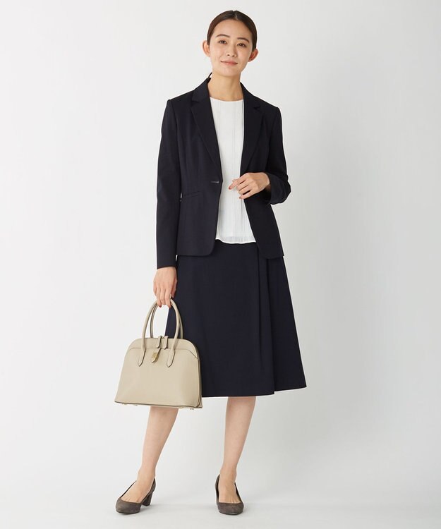 J.PRESS LADIES 【制菌加工・UVカット】アルファクロスジャージー スカート ネイビー系