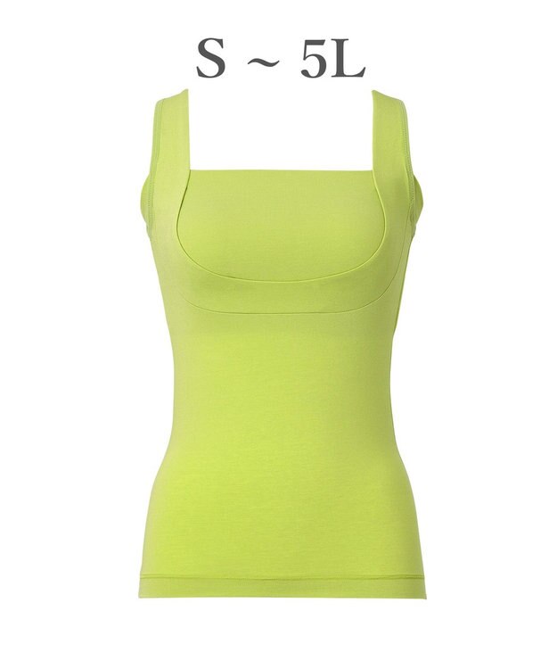 BRADELIS New York 【BRADELIS NewYork peace】綿混楽々dailyブラキャミ25 ノンワイヤー 補正下着 カップ付き キャミソール ブラトップ ライムグリーン