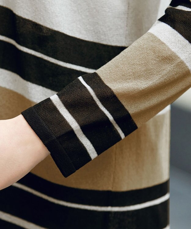 Tiaclasse マルチボーダーカーディガン ブラック