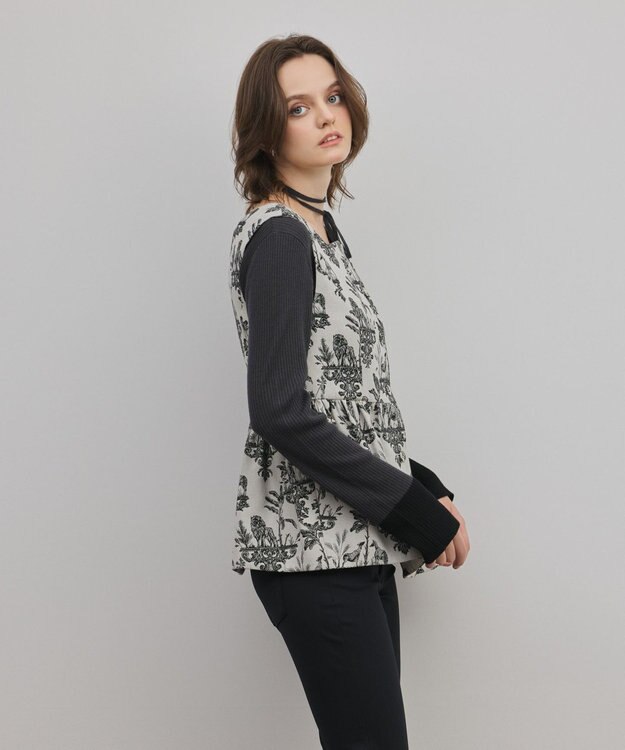 GRACE CONTINENTAL アニマルジャガードペプラムベスト キナリ