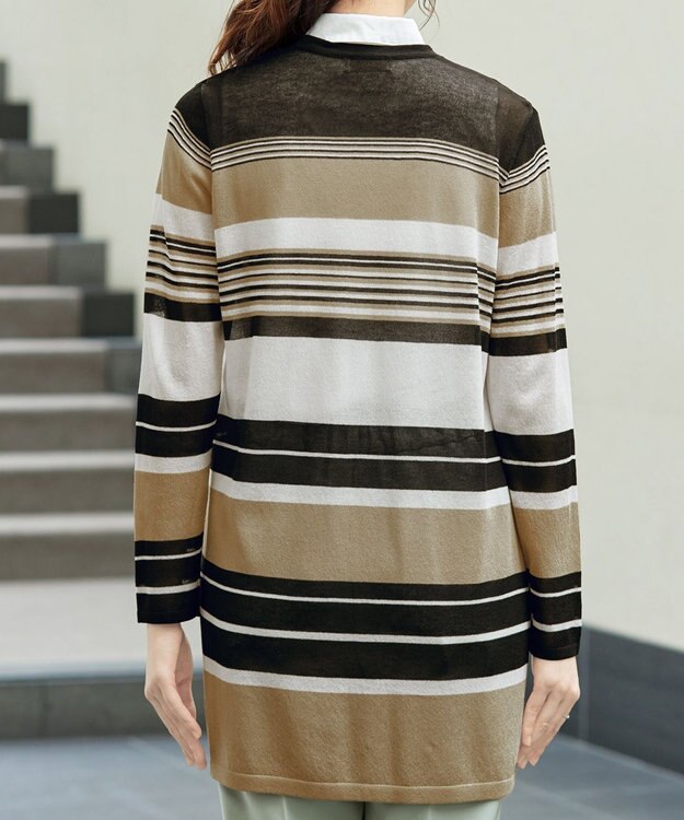 Tiaclasse マルチボーダーカーディガン ブラック