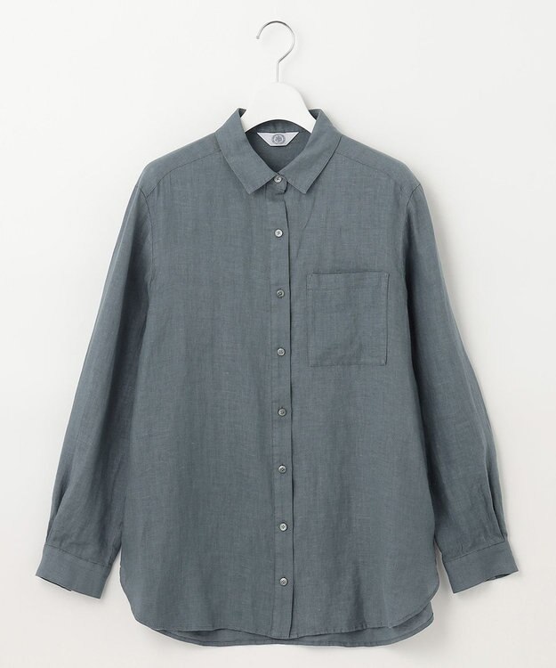 J.PRESS LADIES 【洗える】リネン シャツ ダルブルー系