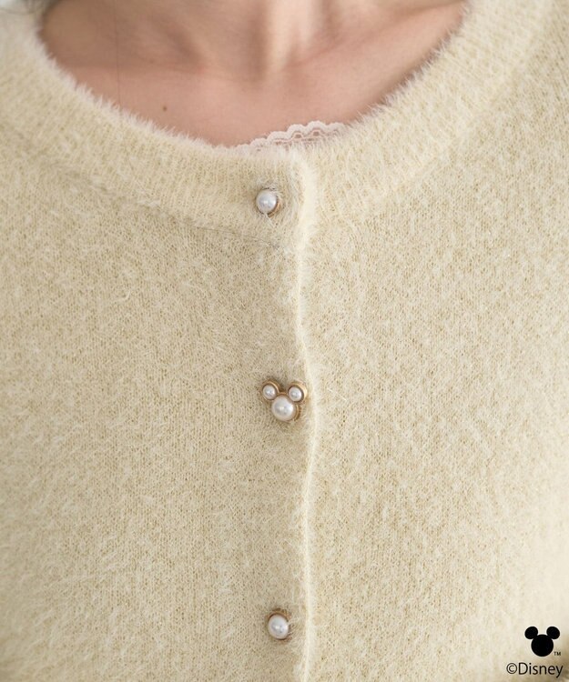 earth music&ecology 【予約】Disney/ポイントミッキーラメシャギーカーデ アイボリー