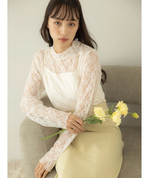 earth music&ecology レースドッキングプルオーバー Ivory