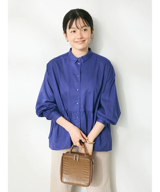 CRAFT STANDARD BOUTIQUE ペプラムブラウス（長袖） Blue