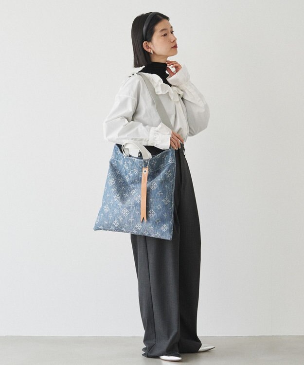russet デニムジャガード2WAYビッグトートバッグ(CE-1687) Indigo