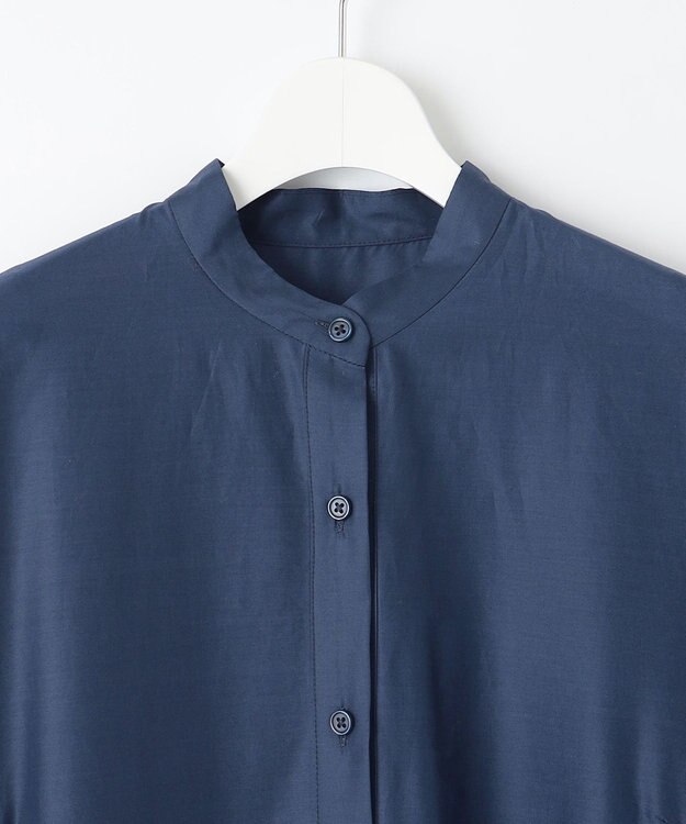 自由区 S 【カタログ掲載・接触冷感・洗える】エンブロイダリーローンシャツ ワンピース コバルトブルー