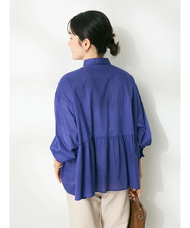 CRAFT STANDARD BOUTIQUE ペプラムブラウス（長袖） Blue