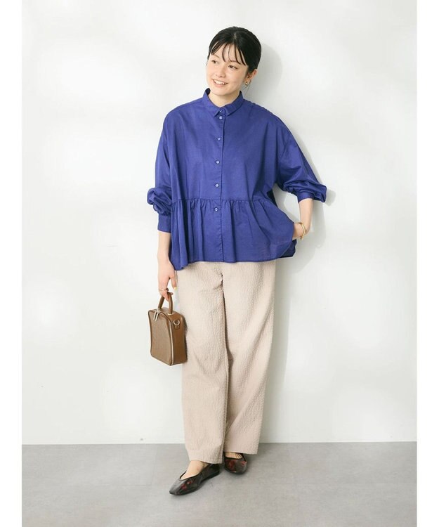 CRAFT STANDARD BOUTIQUE ペプラムブラウス（長袖） Blue