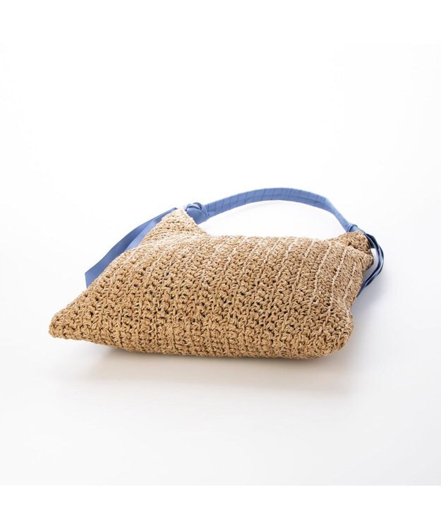 UNBILLION カシュカシュ cachecache / 下がりグログラン柄編みトートバッグ ブルー