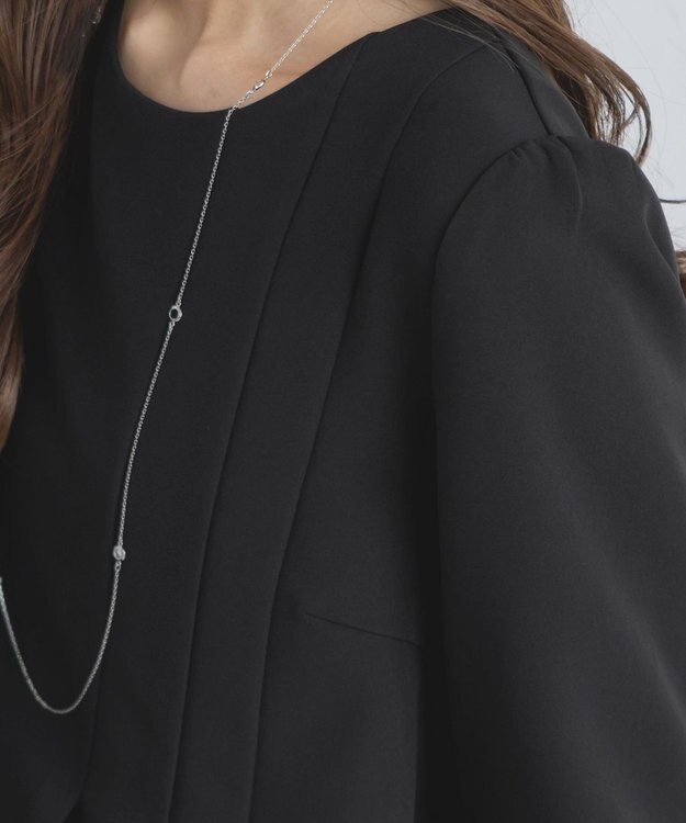 Tiaclasse L 【洗える】アシンメトリ―タックチュニック ブラック