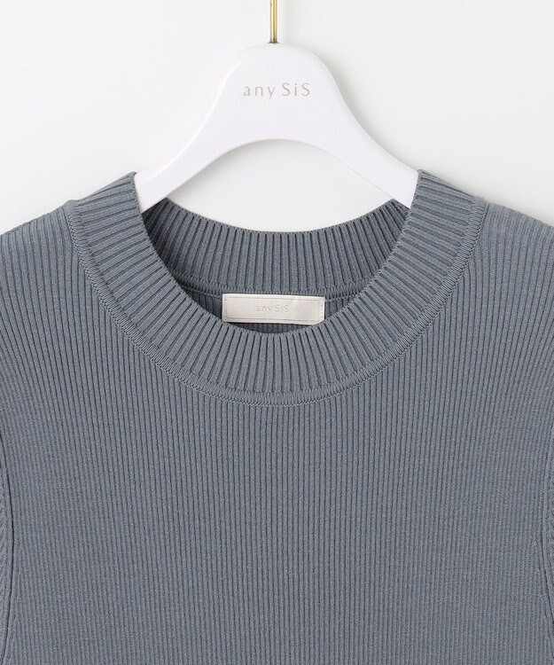 ANY SIS 【美人百花掲載】フラワージャガードニット ワンピース スモーキーブルー×アイボリー