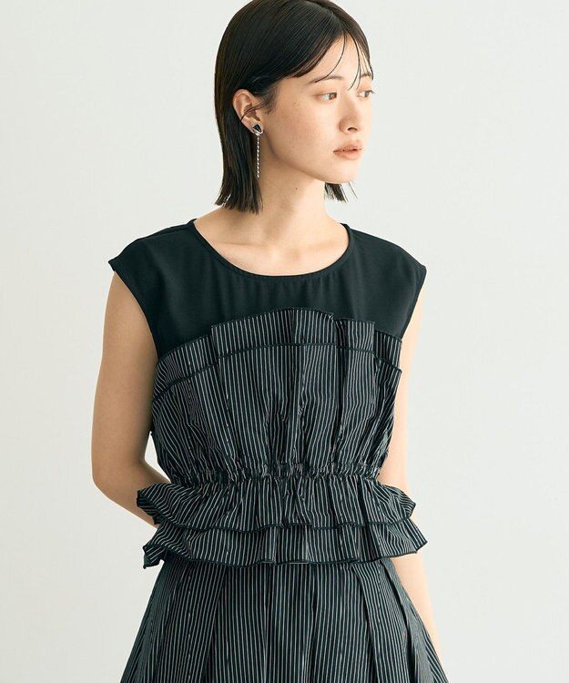 YECCA VECCA ビスチェドッキングブラウス Stripe