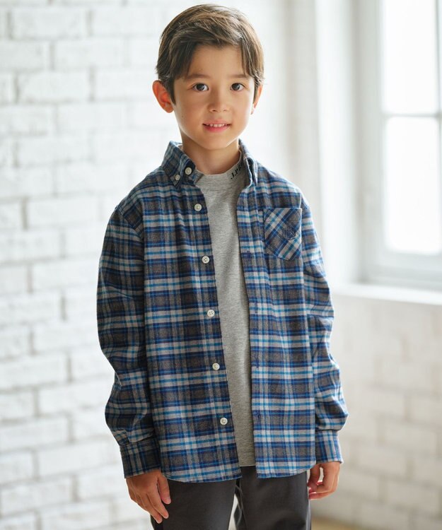 J.PRESS KIDS 【140-170cm】起毛チェックシャツ ブルー系4