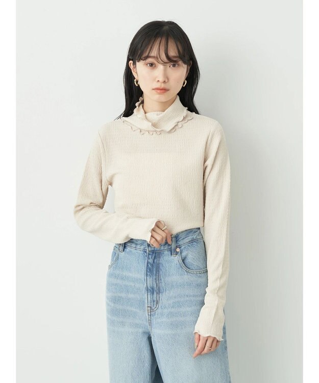 earth music&ecology ジャガードハイネックメローインナー Ivory