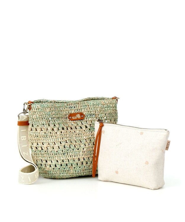 IBIZA ラフィア　ショルダーバッグ エメラルドグリーン