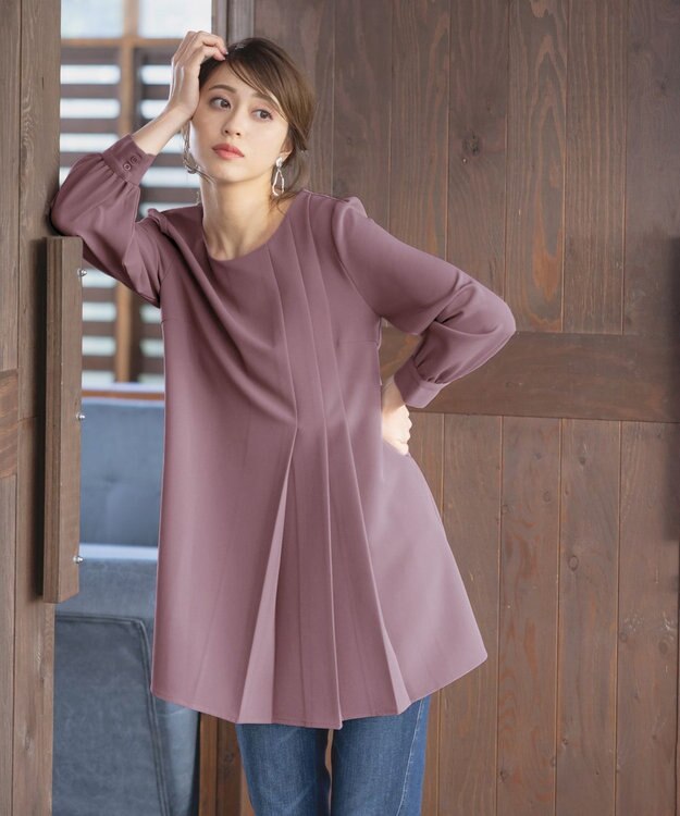 Tiaclasse L 【洗える】アシンメトリ―タックチュニック パープル