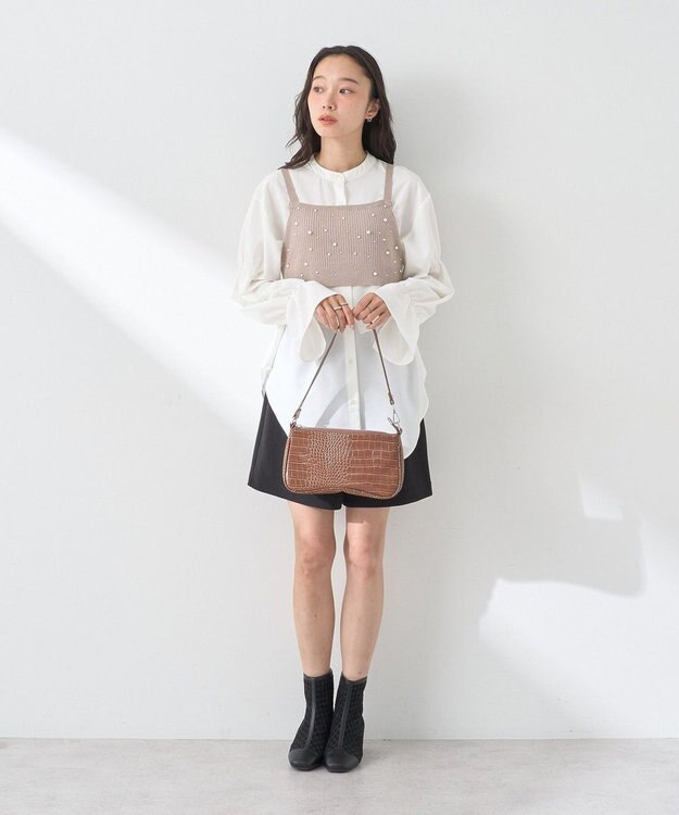 earth music&ecology ＳＥＴ２点パールビスチェ＋シャツ Beige