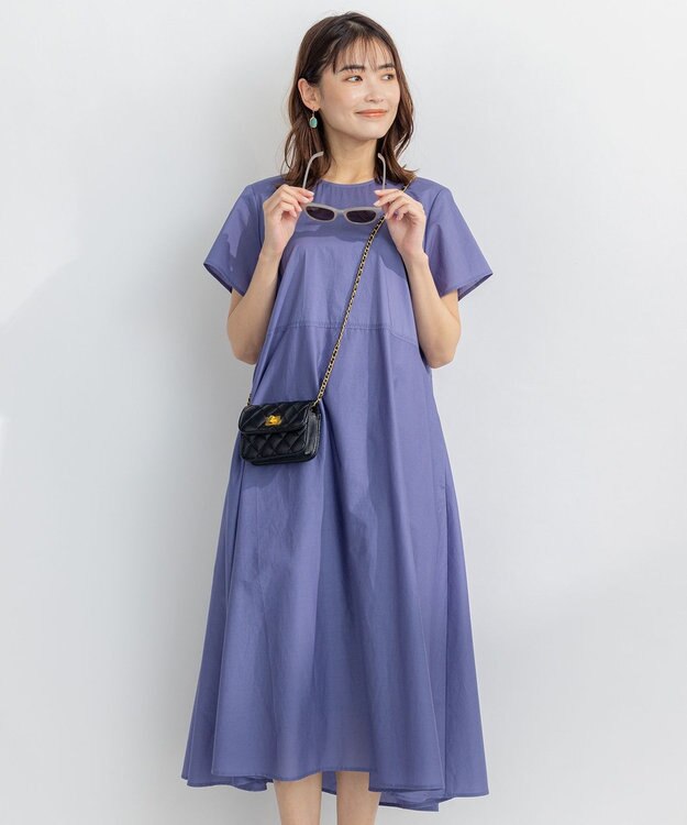 組曲 【洗える・共布ベルト付き】ナチュラル サマードレス ブルー系