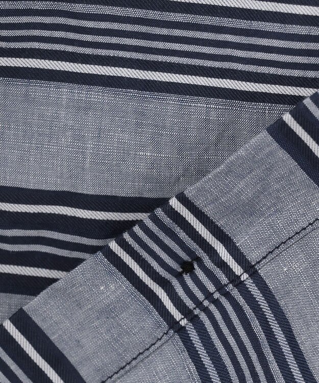 JOSEPH ABBOUD MOUNTAIN 【SPACE／UNISEX】七分袖 ランダムボーダー シャツ ネイビー系2