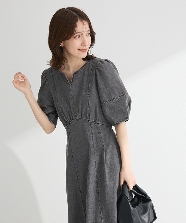 Green Parks ・ＥＬＥＮＣＡＲＥ　ＤＵＥ　デニム５分袖ワンピース Gray