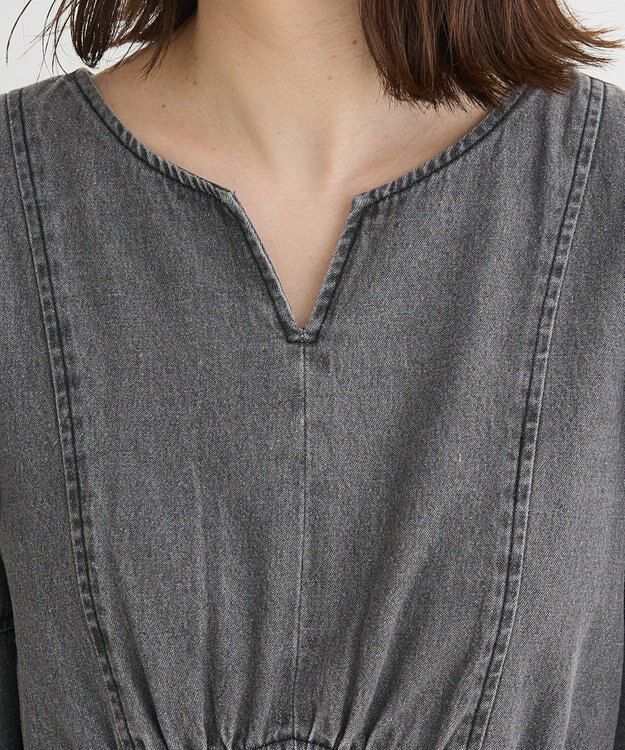 Green Parks ・ＥＬＥＮＣＡＲＥ　ＤＵＥ　デニム５分袖ワンピース Gray