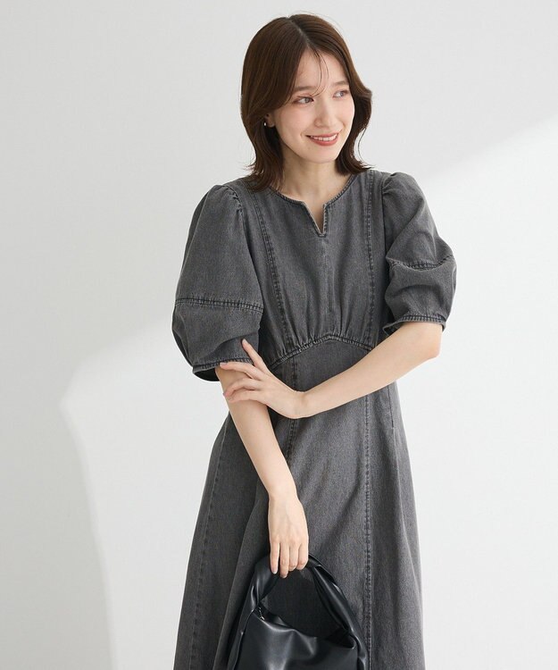 Green Parks ・ＥＬＥＮＣＡＲＥ　ＤＵＥ　デニム５分袖ワンピース Gray