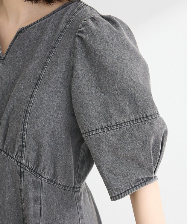 Green Parks ・ＥＬＥＮＣＡＲＥ　ＤＵＥ　デニム５分袖ワンピース Gray
