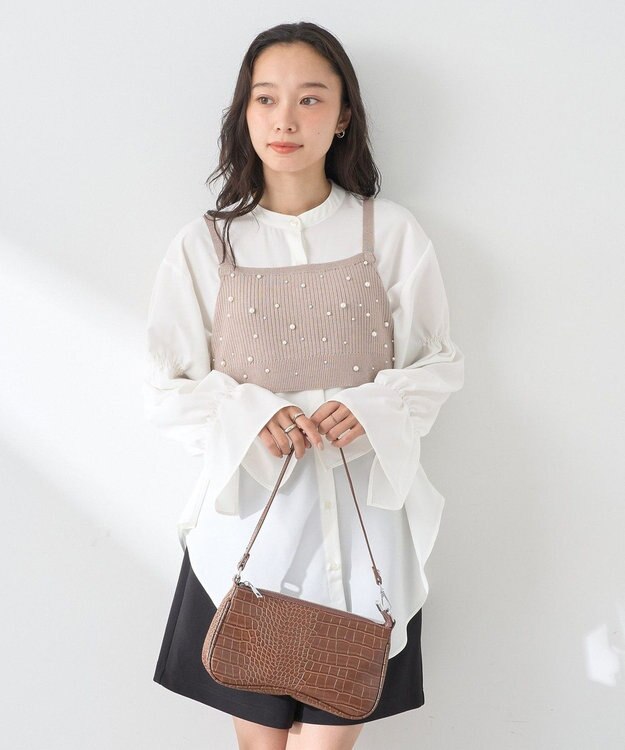 earth music&ecology ＳＥＴ２点パールビスチェ＋シャツ Beige