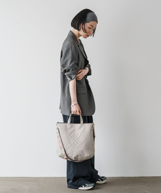 russet 《トートバッグ人気NO.1モデル》スリム2WAYトートバッグ <ナイロン>(CE-1404-WEB) L.Greige
