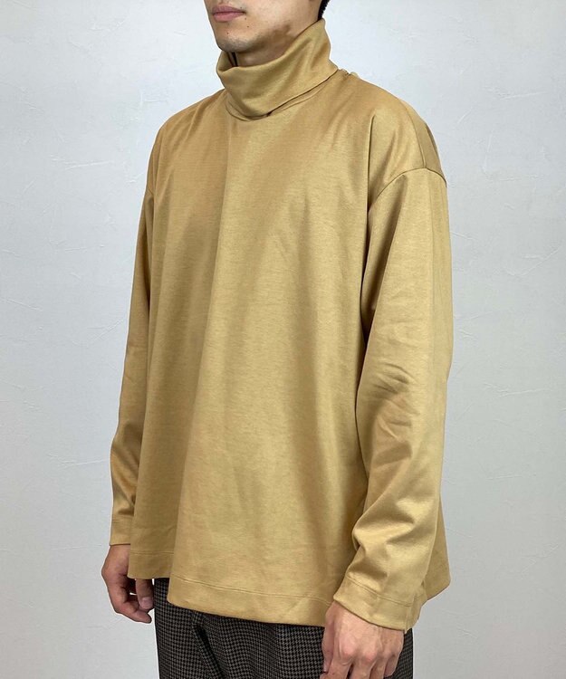 KASHIYAMA 【シルケット加工】コットンタートルネックカットソー キャメル