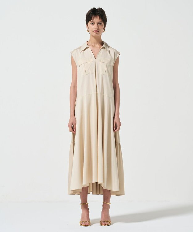 GRACE CONTINENTAL ティアードコンビシャツワンピース ベージュ