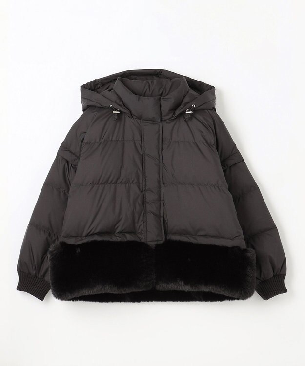 GRACE CONTINENTAL ヘムファーショートダウンジャケット ブラック