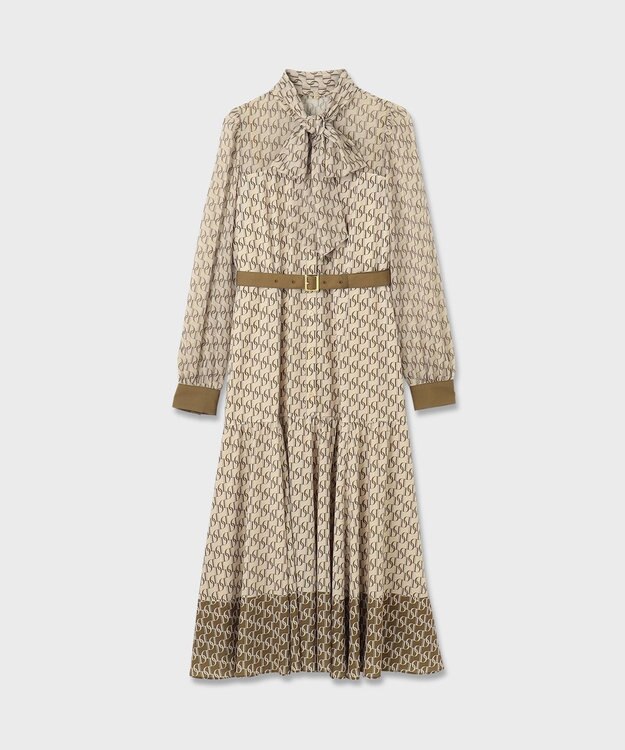 GRACE CONTINENTAL モノグラムプリントレイヤードワンピース ベージュ