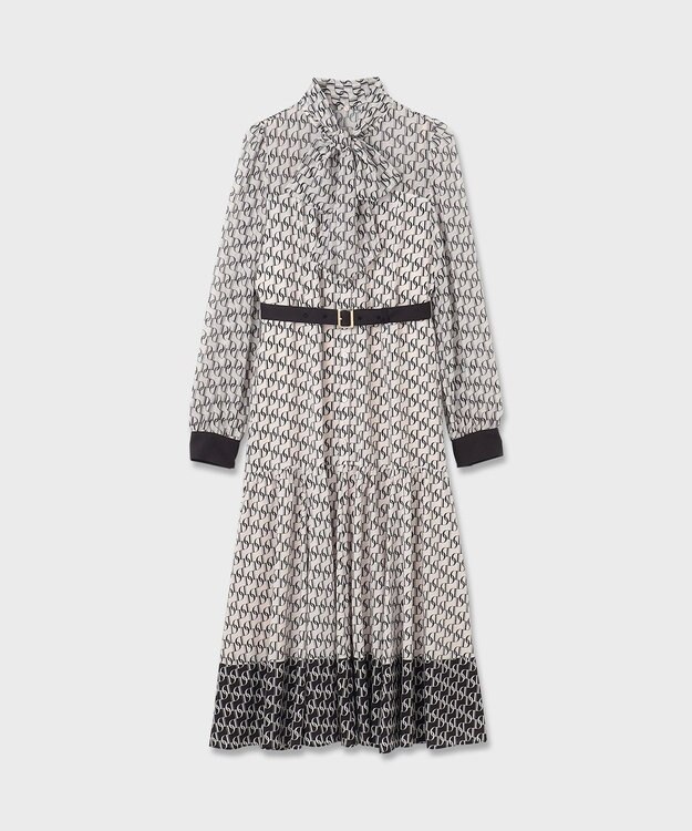 GRACE CONTINENTAL モノグラムプリントレイヤードワンピース ブラック