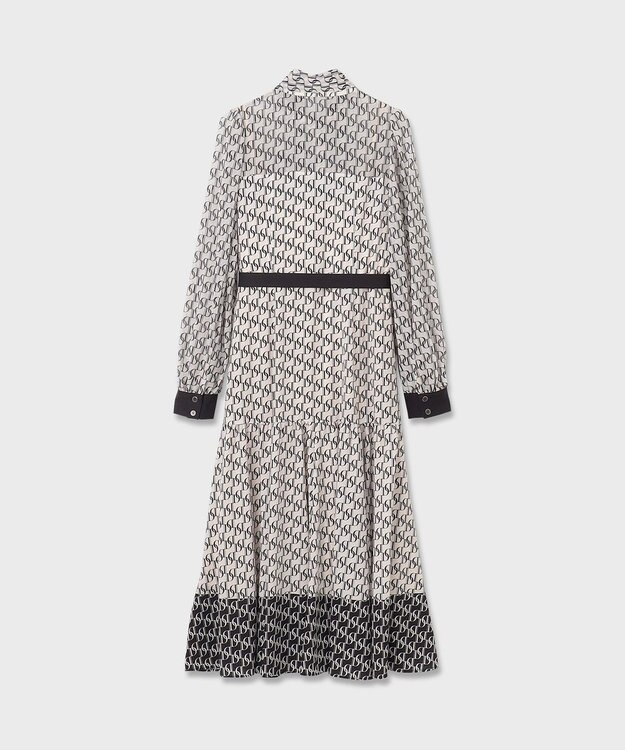 GRACE CONTINENTAL モノグラムプリントレイヤードワンピース ブラック